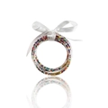 Set di bracciali glitterati flessibili multicolori con fiocco in raso bianco decorativo - Fiocco bianco con micro perline multicolore (Perline 1)