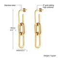 Polished IP gold plated stainless steel long chain link earrings for women in 50mm size - ED-405G (Gold Long 3-Link) / Gold