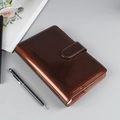 Cuaderno de presupuesto en cuero marrón oscuro con hebilla y hojas sueltas - A6 Sin Páginas Interiores / Marrón Estrellado (Brillante)