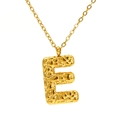 Gold stainless steel lava-textured letter E pendant necklace with 18K plating - Gold Letter-E