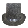 Classic grey felt top hat with matching satin ribbon band for retro gentleman style - 16cm Height - Dark Grey