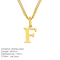 Gold stainless steel necklace featuring a polished serif letter F pendant design for women - Letter Style(F) (CDNP014) / Gold