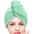 Absorbent mint green coral fleece hair drying towel cap for quick hair drying - Solid Color / 25*65cm / Light Green