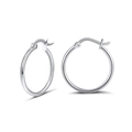 Classic silver S925 sterling silver hoop earrings with a high-polished metallic finish - Silver 40mm Hoop Style (APE34-P-2.0-40)