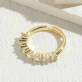 Luxurious 14K gold plated flower zircon ring with adjustable open band and shiny stones - Open Ring / Round White Zirconia