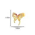 Golden bow stud earring with pink and clear cubic zirconia stones and 1.12cm height - 5# Gold
