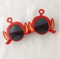 Funny red cartoon sunglasses for kids with cute character ears and round black lenses - Red Teletubbies Style