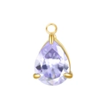 Pear-cut light purple zircon waterdrop pendant with 3-prong gold stainless steel setting - Gold Color Setting / Jun Color Change Blue (Zirconia)