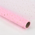 Pink tulle roll with gold foil star and moon patterns for elegant floral gift wrapping - 50cm*5 Yards/Roll / Pink