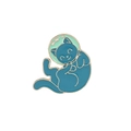Cute blue space cat enamel pin with golden outline and astronaut helmet for bags - Lazy Astronaut Cat