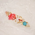 Pinza para el pelo vintage francesa con flores secas 3D, perlas y colgantes sobre encaje - Estilo Paniculata