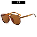 Lunettes de soleil pilote double pont à monture écaillée et verres marron - Léopard / Marron