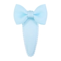 Close-up of light blue grosgrain ribbon bow hair clip with scalloped edge BB clip detail - Light Blue