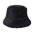 Detalle de gorro de pescador de felpa negra con acolchado de diamantes y piel sintética suave - M(56-58cm) / Negro