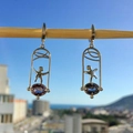 Orecchini a stella marina argento con cristallo viola e chiusura a monachella - Stella Umanoide Gemma Blu