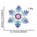 Detailed size view of snowflake embroidery patch in blue and purple with dimensions - Snowflake Patch 23#