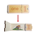 Educational wooden number matching puzzle featuring a 1 dinosaur and rotary white knob - Number Card-1 (Dinosaur)