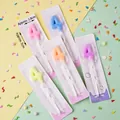 Colorful number 4 birthday candle in macaroon pastel tones with long holder - Balloon Number Candles 4