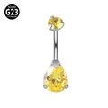 Piercing de ombligo en titanio G23 con circonitas amarillas redondas y de gota - Circonita Amarilla
