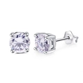 Classic S925 sterling silver stud earrings with four-prong set round cubic zirconia - Clear Zirconia Studs SE84-PL / Clear