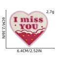 Creamy white heart embroidery patch with I miss YOU text and strawberry wave pattern - Heart 3# (I miss YOU)