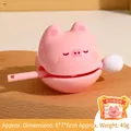 Pink pig-shaped wooden fish percussion toy keychain with a mallet and packaging box - Long Ear Merit Wooden Fish - Piggy