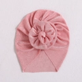 Rosafarbener Baby Turban Hut aus schimmerndem Stoff mit elegantem Blumenknoten - Knallrosa