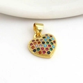 Macro detail of heart pendant with gold plating and colorful pavé cubic zirconia - Colorful Rainbow Heart
