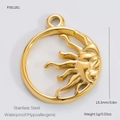 Pendentif soleil et lune en acier inoxydable doré pour création de bijoux DIY - Mini Pendentif Lune et Étoile Combiné (PJ91181)