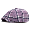 Berretto newsboy scozzese britannico lilla e beige per uomo, stile autunno e inverno - Griglia Viola 1