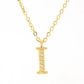 Gold-plated titanium steel letter I pendant necklace with sparkling clear rhinestones - Letter I (Includes Chain)