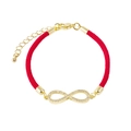 Red braided rope bracelet with golden infinity symbol inlaid with sparkling zircon stones - Infinity / Red