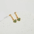 Elegant gold drop earrings featuring emerald heart charms and cubic zirconia accents - Green Zirconia Heart