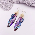 S925 silver butterfly earrings with purple and blue gradient resin wing pendants - Blue Painted-Gold Foil