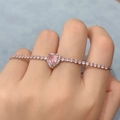 Bracciale tennis con cuore di zircone rosa e catena d'argento per donna raffinata - Cuore - Argento