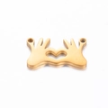 Pendentif en forme de mains en cœur doré en acier inoxydable pour bijoux DIY - Or Cœur Paume