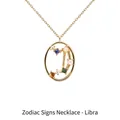 S925 sterling silver Libra zodiac necklace with colorful crystals in gold finish - Libra
