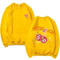 Bright yellow cherry bomb print crewneck sweatshirt in a high-quality cotton blend - Yellow
