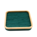 Bamboo ring display tray with dark green velvet slots for jewelry showcase - Square Slot Ring Tray / Green