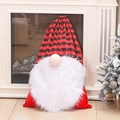 Oversized Christmas gnome gift bag with red buffalo plaid hat and white faux fur beard - Oversized Gnome Gift Bag