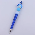 Blauer Perlenstift mit Regenbogen-Silikonanhänger und funkelnden Strass-Abstandhaltern - Blau