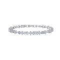 Elegant S925 sterling silver bracelet featuring mixed-cut clear cubic zirconia stones - Multi-Shape Combination / Platinum Plated / 16.5cm