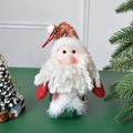 Bambola di Babbo Natale in peluche con cappello a scacchi e barba bianca riccia - Babbo Natale con Cappello Rosso / Altezza 18cm