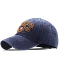 Navy blue washed cotton baseball cap with Francisco 46 embroidery and American flag patch - L(58-60cm) / Navy Blue