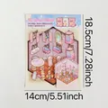 DIY 3D miniature scene stickers with pink cozy indoor furniture and bear motifs - Pink Pet Cloakroom