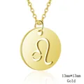 Goldene Halskette aus Edelstahl mit Löwe-Sternzeichen und hohlrundem Anhänger - Löwe / Stahlfarbe
