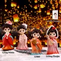 Set of four ancient Chinese beauty figurines with traditional Hanfu dress and lanterns - Maiden Figurines Set of 4 (1247-4)