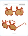 Cute sand orange bear-shaped foldable kids sunglasses with rabbit ear frame design - Sand Orange