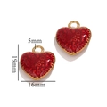 Roter Emaille-Herzanhänger in Goldoptik für DIY-Schmuck, 3D-Design, 19x16 mm - Herz