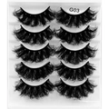 5 pairs of fluffy G03 false eyelashes with dense layered volume in a white tray - 5 Pairs Messy Style G03